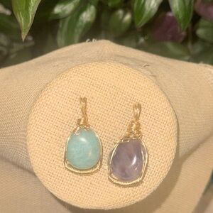 Gold Wire Wrapped Gemstone Pendants baskets